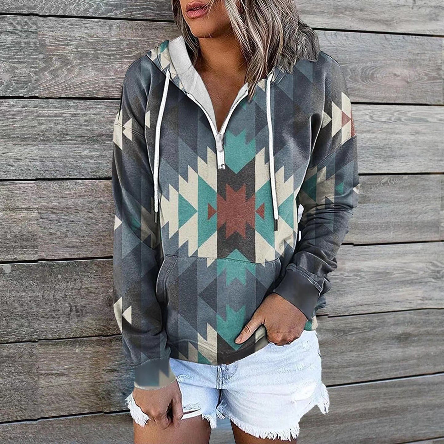 Women's New Ethnic Tribe Hooded Sweater Coat