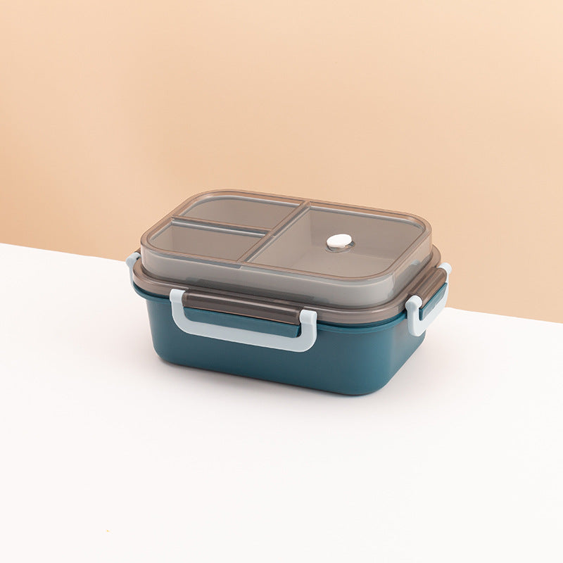 Classic simple microwaveable double-layer sealed compartment lunch box with tableware