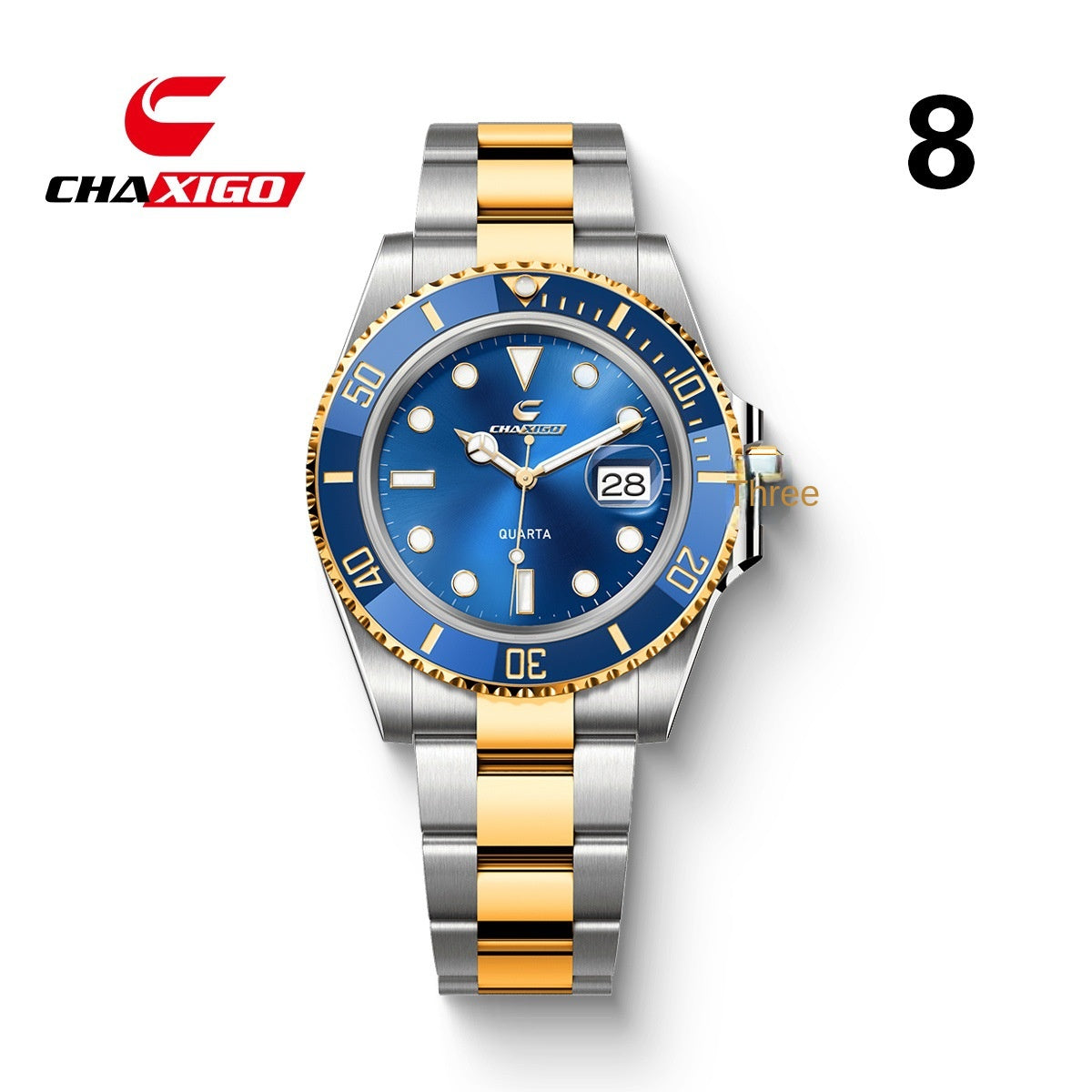 Swiss Brand CHAXIGO Men's Watch Green Submariner Style Waterproof Versatile Alloy Quartz Watch