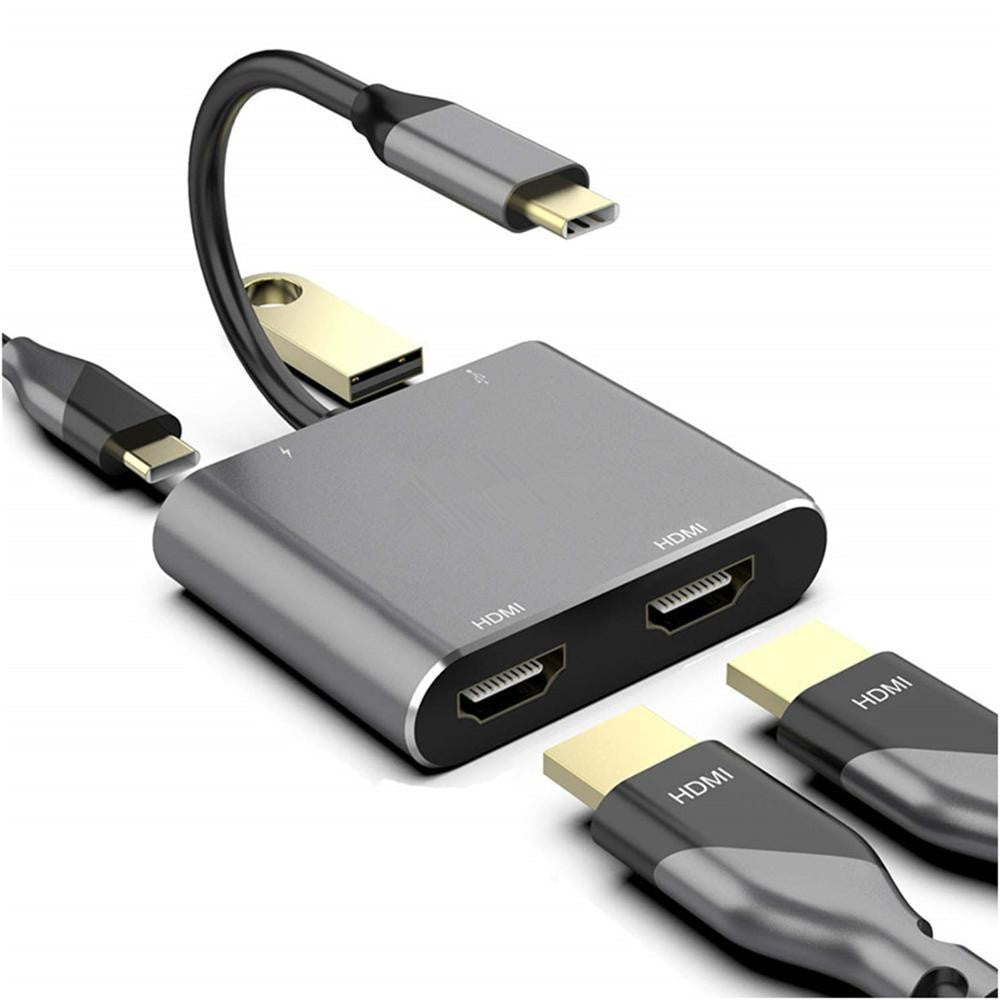 Type-C hub to dual HDMI PD USB3.0 hub for mobile phones, laptops, and multi port docking stations