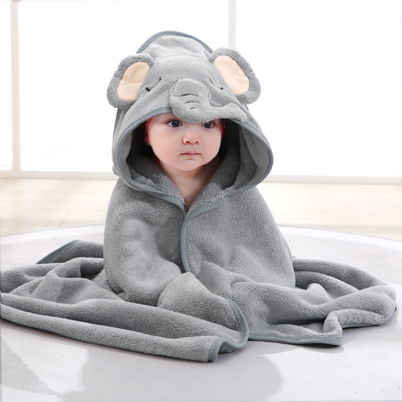 New Spring And Autumn Baby Swaddle Towel Cute Cartoon Hug Quilt Coral Fleece Hooded Bath Towel