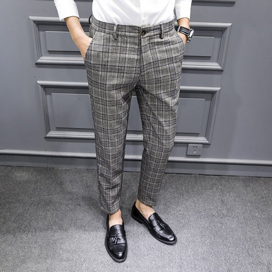 British Style Dress Suit Pant Man New Plaid Suit Pant Men Designer Gentlemen Business Casual Work Pant Trousers