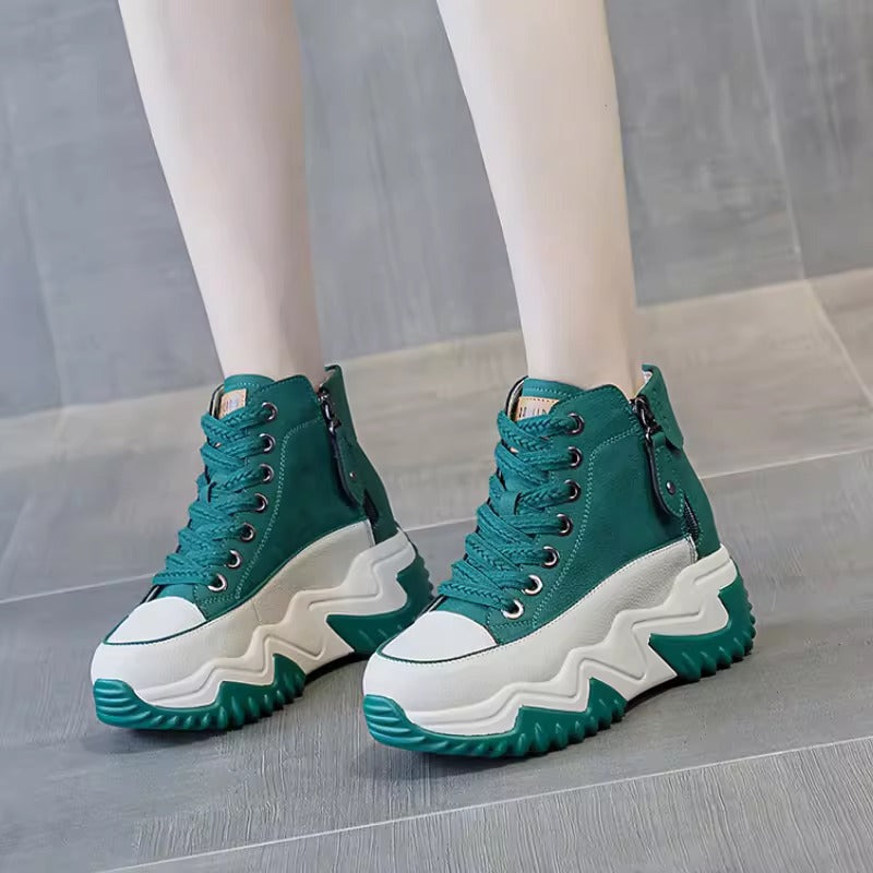 Small niche high top women's shoes thick soled casual versatile sports shoes