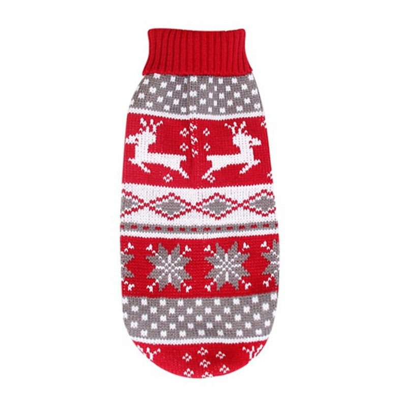 Christmas reindeer maple leaves snowflakes holiday pet clothes high necked knitted sweaters dog and cat clothing jackets