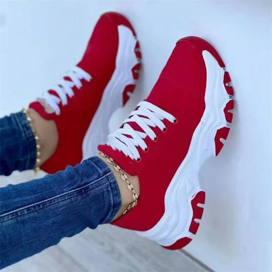 Women Sneakers Fashion Platform Lace Up Casual Sports Shoes Comfortable Running Ladies Vulcanized Shoes Female Footwear