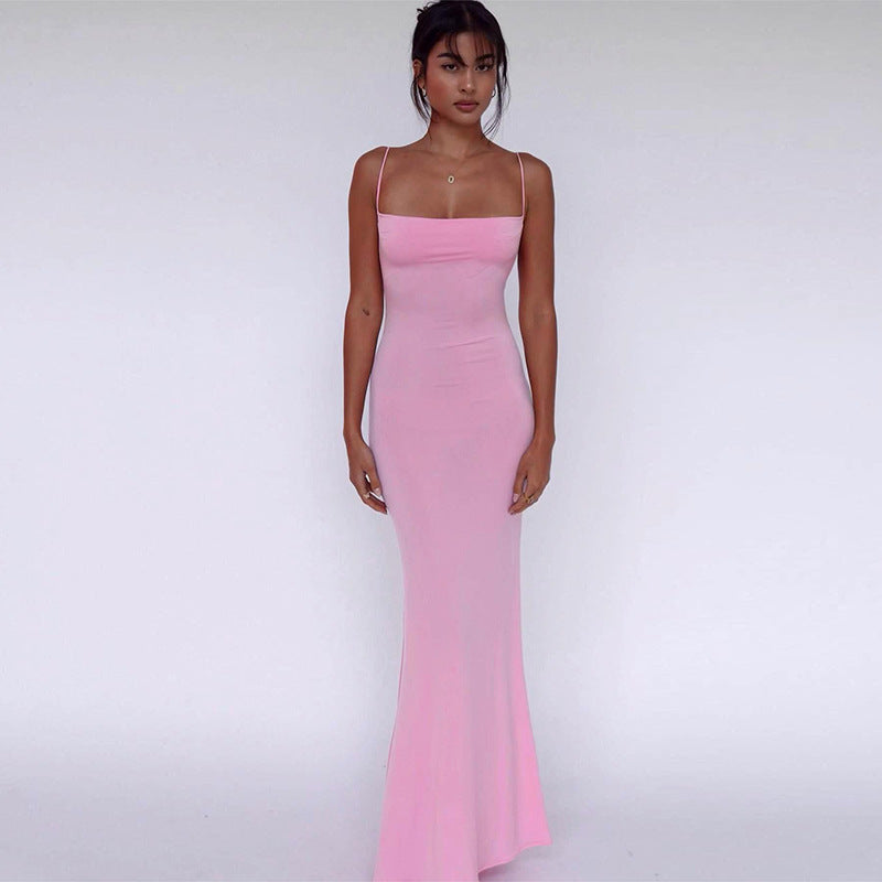 One shoulder backless slimming and sexy elegant dress