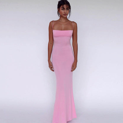 One shoulder backless slimming and sexy elegant dress