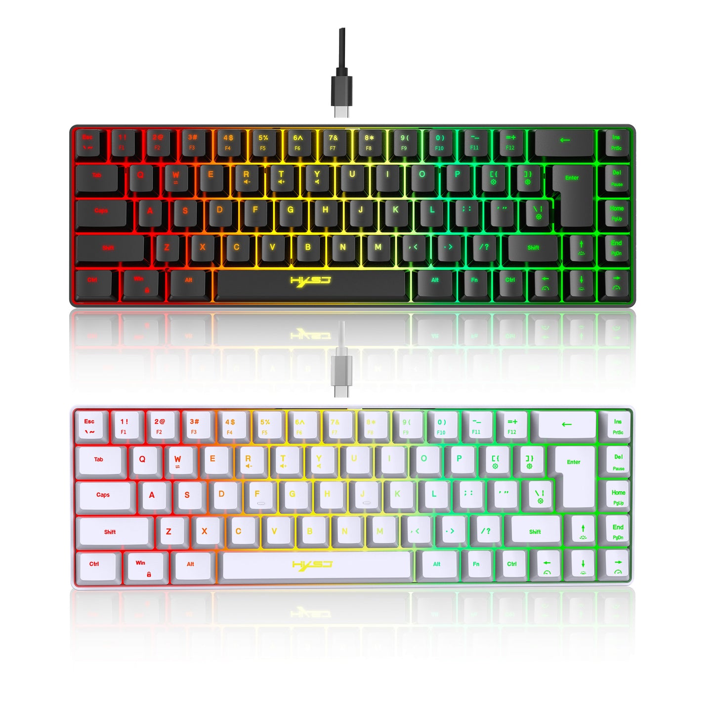 60% Mini 68 Key Mechanical Texture Film Gaming Keyboard ABS Material RGB Backlit Mini Portable Keyboard