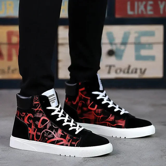 Men Vulcanized Canvas Shoes for Men Summer Graffiti High Top Men's Sneakers