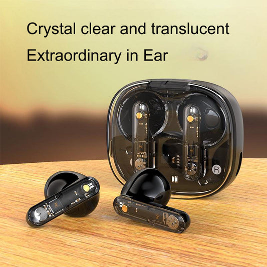 Bluetooth earphones with transparent compartment for hanging rope, wireless Bluetooth earphones with ultra long battery life