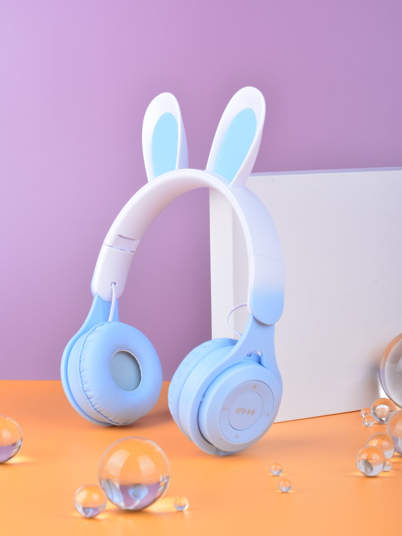 M6R Rabbit Ear Luminous Bluetooth Headset Gradient LED Online Class Children Headworn Wireless Headset