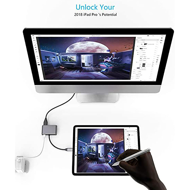 Type-C hub to dual HDMI PD USB3.0 hub for mobile phones, laptops, and multi port docking stations