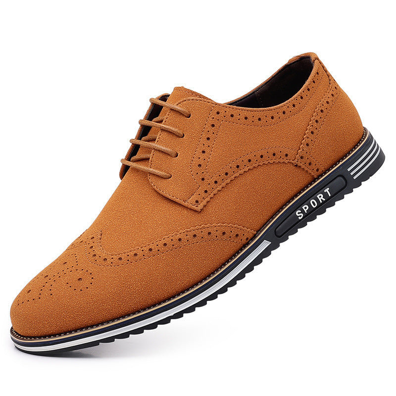 Fashionable men's white sole widened carved leather shoes for men