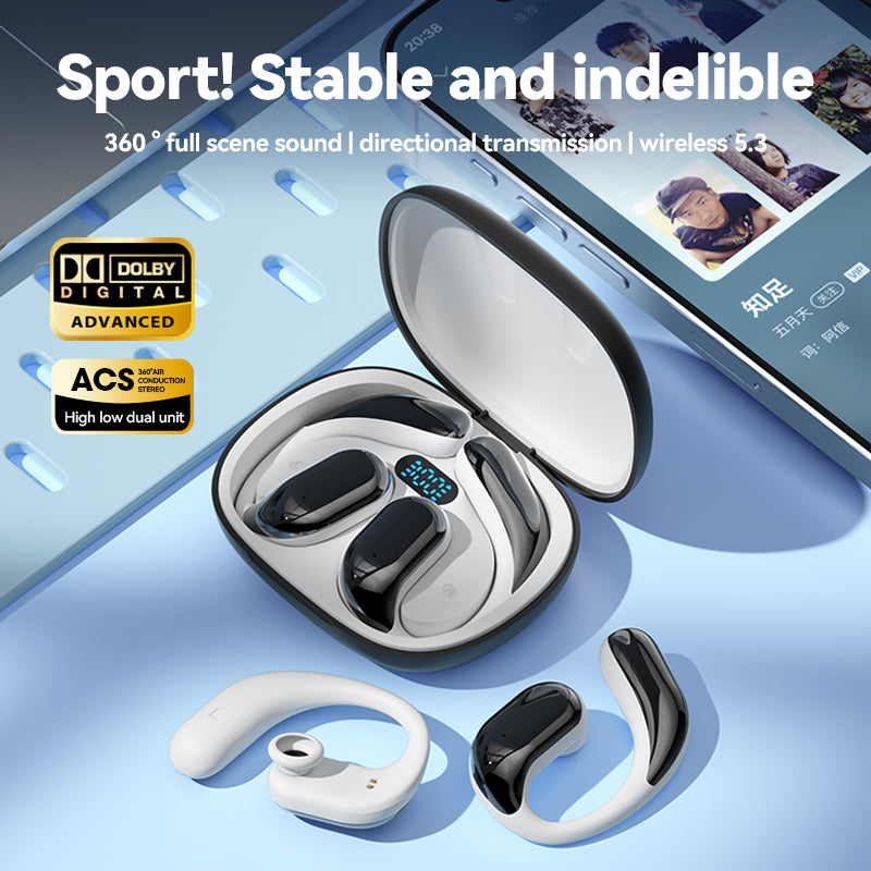 OWS over the ear wireless Bluetooth earphones with ultra long battery life and no in ear sports running earphones