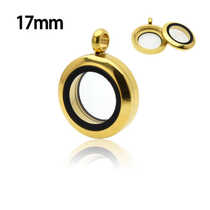 20mm/25mm/30mm Glass Floating Lockets Pendant Stainless Steel Magnetic Twist Closure Jewelry