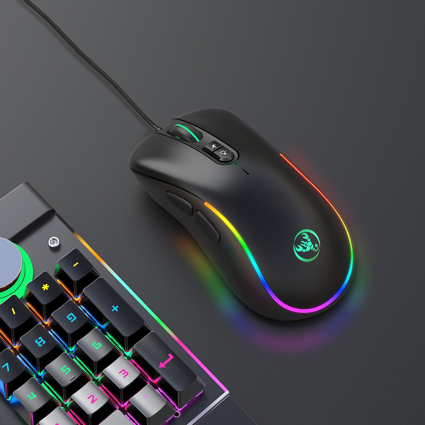 7D key gaming mouse, macro programmable RGB luminous gaming wired mouse