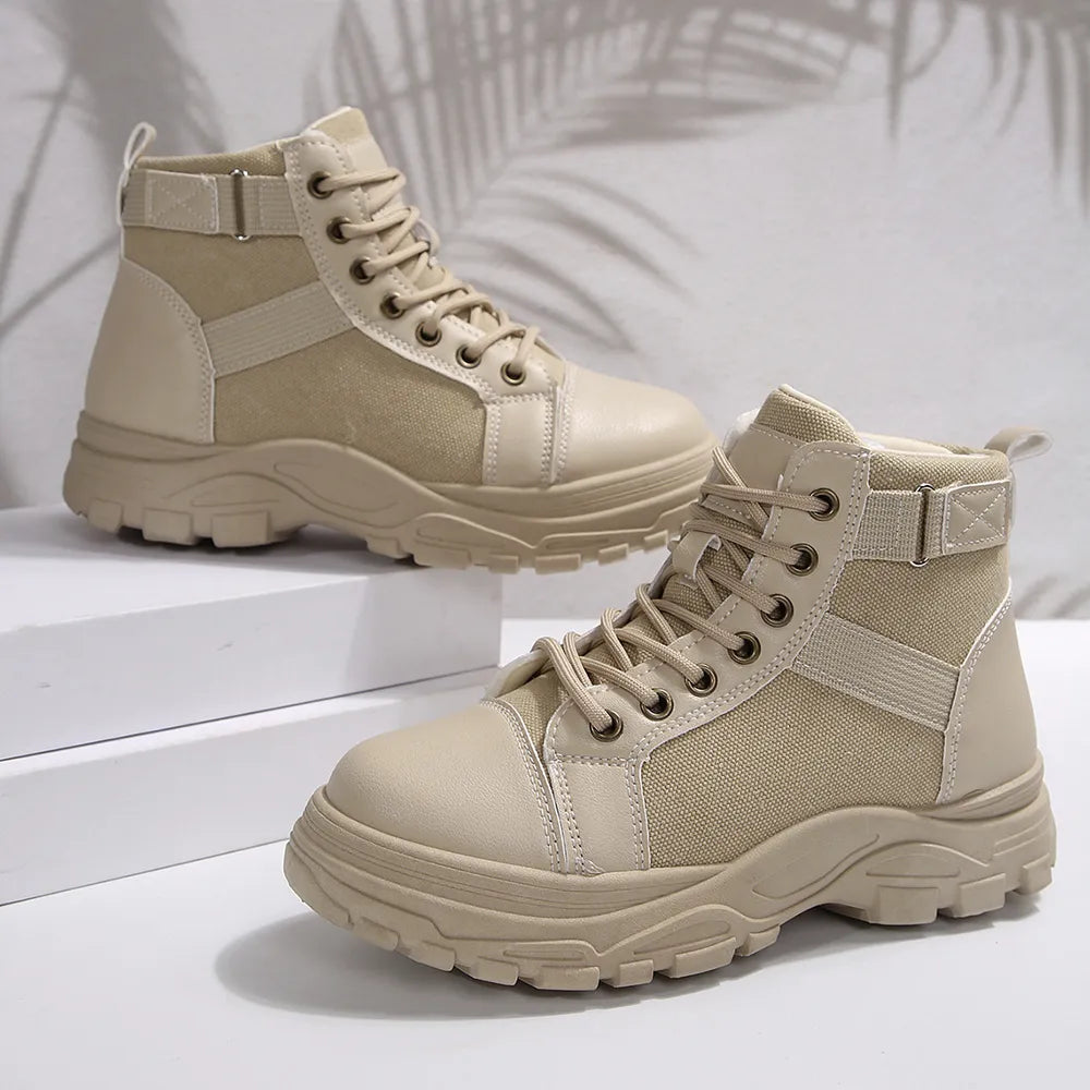 Round-Toe Lace-Up Boots