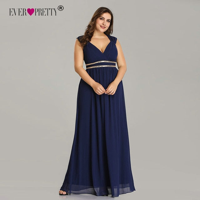 Ever Pretty Plus Size Formal Evening Dresses Long Women Elegant Burgundy V Neck Chiffon Empire Party Gown Robe De Soiree