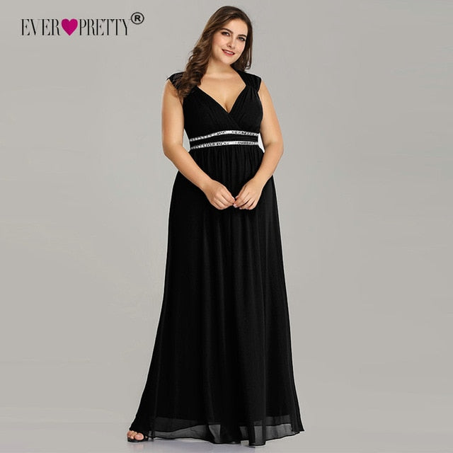 Ever Pretty Plus Size Formal Evening Dresses Long Women Elegant Burgundy V Neck Chiffon Empire Party Gown Robe De Soiree