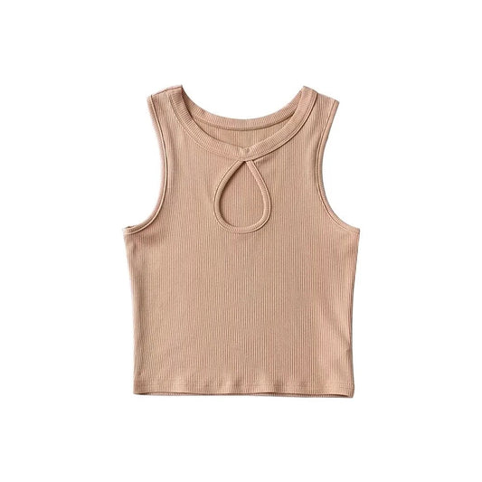 Female hollow vest with water droplets on the chest