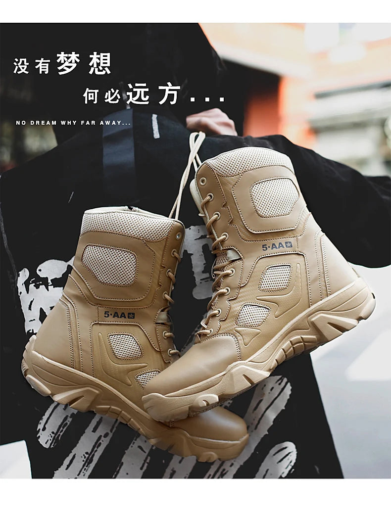 New Men Tactical Boots Winter Combat Ankle Anti-Slip Work Safety Shoes Special Force Army Boots Male Waterproof Motorcycle Shoe