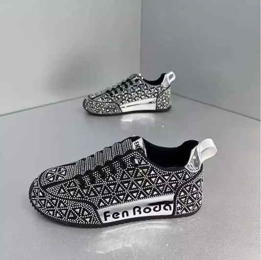 Sneaker Casual Men Designer Punk Bling Cover Bottom Board Shoe Fashion Microfiber Leather Upper Increased Internal Platform Shoe