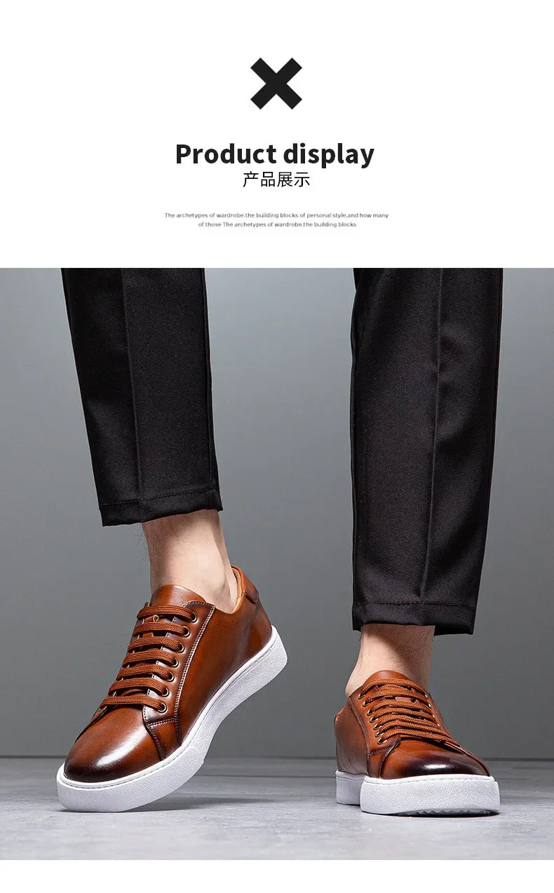 British Style Polishing Casual Soft Sole Small White Shoes for Men Extra Large Men's Shoes 2024 Spring New Trendy Board Shoes