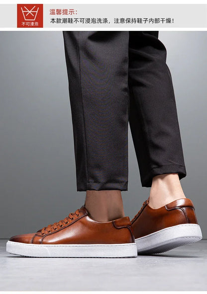 British Style Polishing Casual Soft Sole Small White Shoes for Men Extra Large Men's Shoes 2024 Spring New Trendy Board Shoes