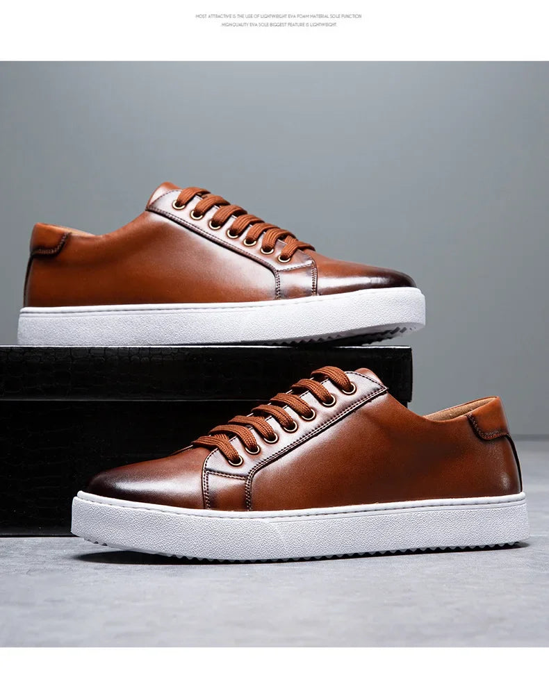 British Style Polishing Casual Soft Sole Small White Shoes for Men Extra Large Men's Shoes 2024 Spring New Trendy Board Shoes