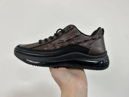 Men Shoe 2024Thick Collar Casual Trendy Shoe Crocodile Pattern Fashion Lightweight Sport Shoe
