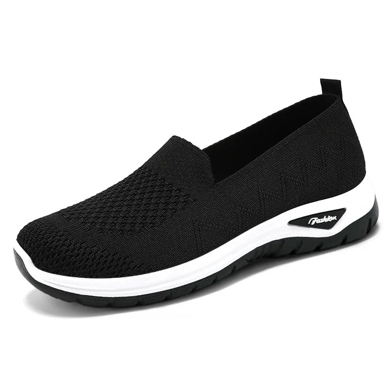 Women Walking Shoes High Quality Women Tennis Sneakers Fashion Lady Breathable Shoe Slip On Knit Upper Non Slip Workout 2025