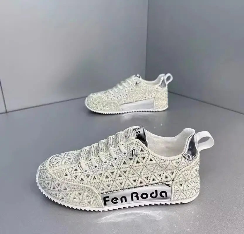 Sneaker Casual Men Designer Punk Bling Cover Bottom Board Shoe Fashion Microfiber Leather Upper Increased Internal Platform Shoe