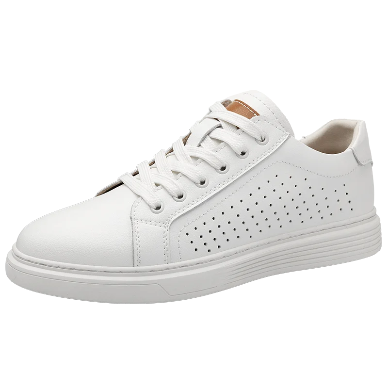 Fashion Designer Men's White Flat Sports Shoes Men's Genuine Leather Oxford Casual Shoes Outdoor Hollow Out Sneakers Mo-3285
