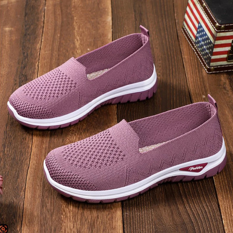 Women Walking Shoes High Quality Women Tennis Sneakers Fashion Lady Breathable Shoe Slip On Knit Upper Non Slip Workout 2025