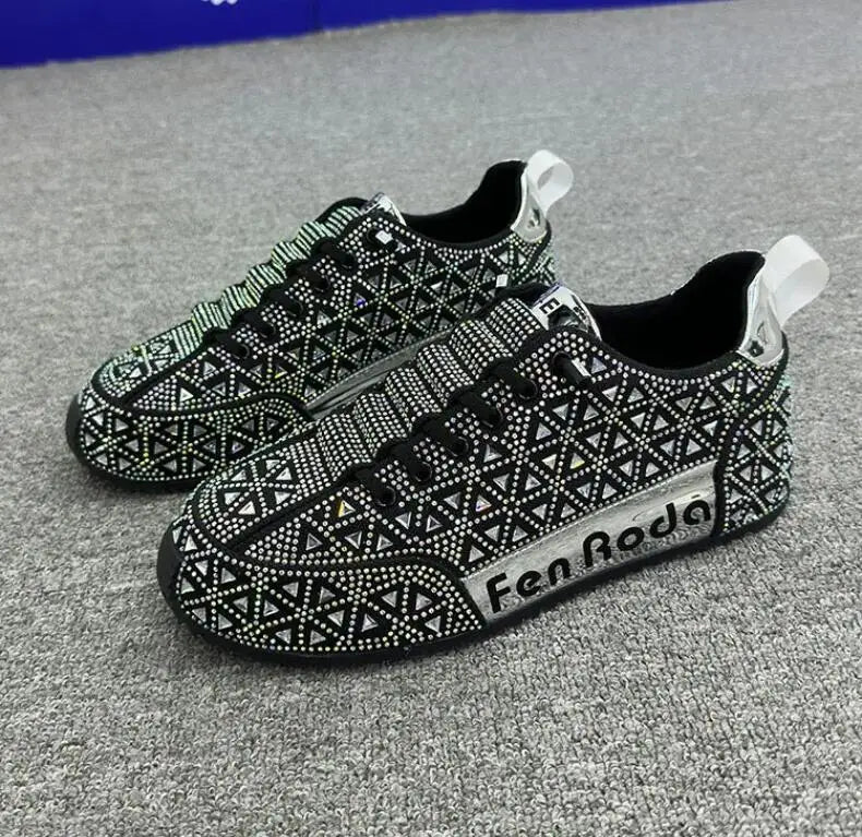 Sneaker Casual Men Designer Punk Bling Cover Bottom Board Shoe Fashion Microfiber Leather Upper Increased Internal Platform Shoe