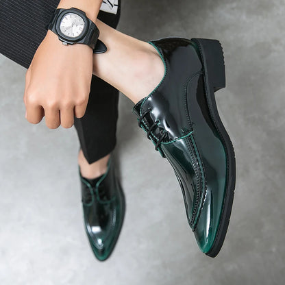 Mens Dress Luxury Business Wedding Party Designer Evening Green Formal Stylist Leather Casual Oxford Shoes for Men Office Flats