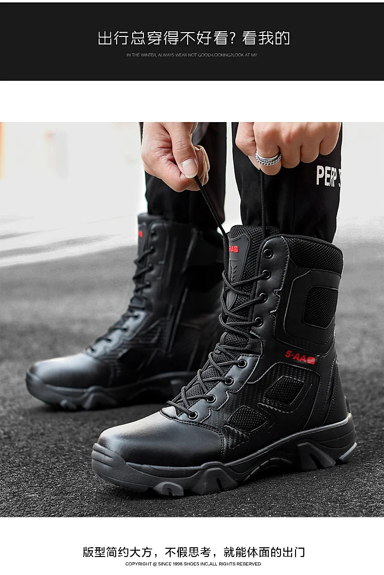 New Men Tactical Boots Winter Combat Ankle Anti-Slip Work Safety Shoes Special Force Army Boots Male Waterproof Motorcycle Shoe