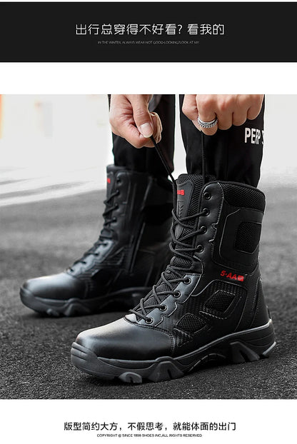 New Men Tactical Boots Winter Combat Ankle Anti-Slip Work Safety Shoes Special Force Army Boots Male Waterproof Motorcycle Shoe