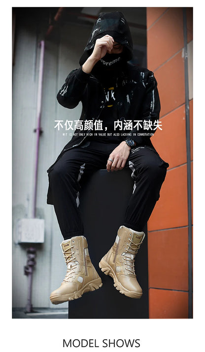 New Men Tactical Boots Winter Combat Ankle Anti-Slip Work Safety Shoes Special Force Army Boots Male Waterproof Motorcycle Shoe
