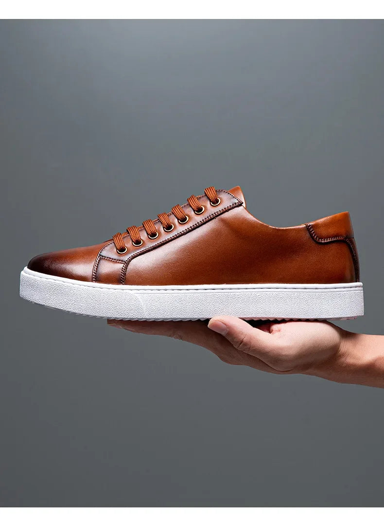 British Style Polishing Casual Soft Sole Small White Shoes for Men Extra Large Men's Shoes 2024 Spring New Trendy Board Shoes