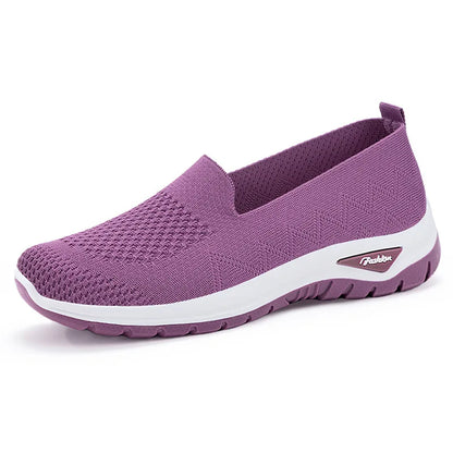 Women Walking Shoes High Quality Women Tennis Sneakers Fashion Lady Breathable Shoe Slip On Knit Upper Non Slip Workout 2025