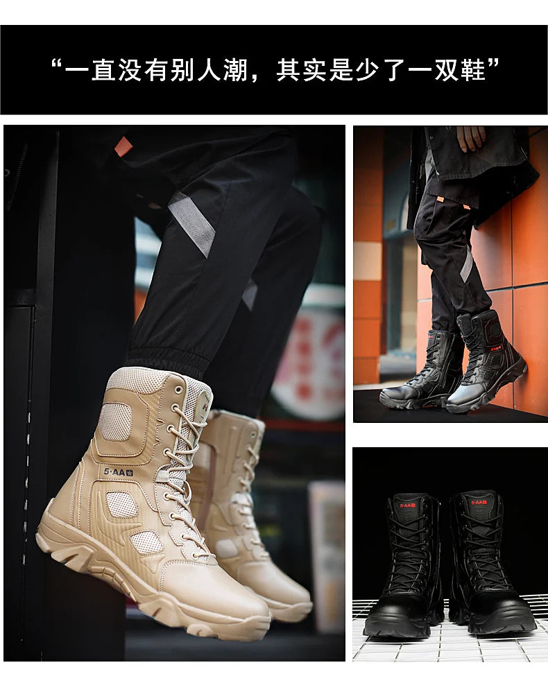 New Men Tactical Boots Winter Combat Ankle Anti-Slip Work Safety Shoes Special Force Army Boots Male Waterproof Motorcycle Shoe