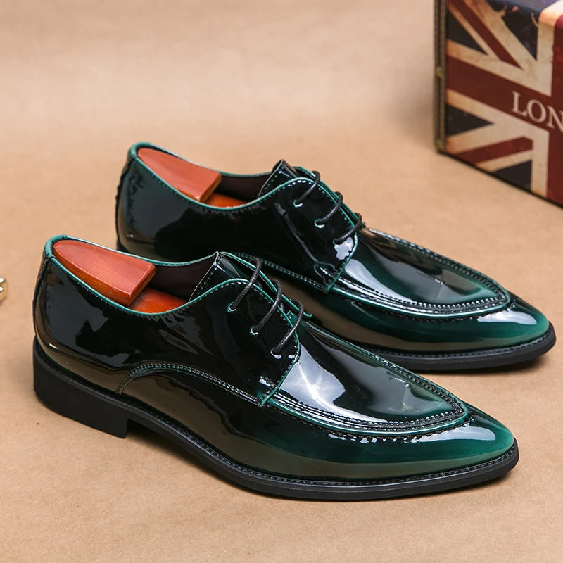 Mens Dress Luxury Business Wedding Party Designer Evening Green Formal Stylist Leather Casual Oxford Shoes for Men Office Flats