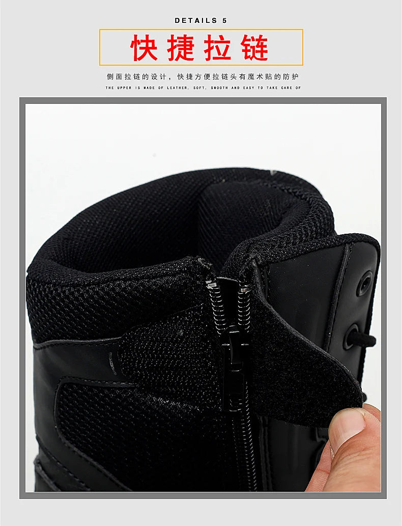 New Men Tactical Boots Winter Combat Ankle Anti-Slip Work Safety Shoes Special Force Army Boots Male Waterproof Motorcycle Shoe