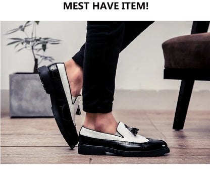 2024 new lazy man slip-on bean shoes men's business casual crocodile print 46 large size fringed leather shoes men