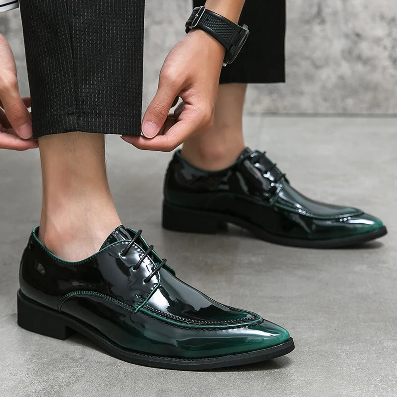 Mens Dress Luxury Business Wedding Party Designer Evening Green Formal Stylist Leather Casual Oxford Shoes for Men Office Flats