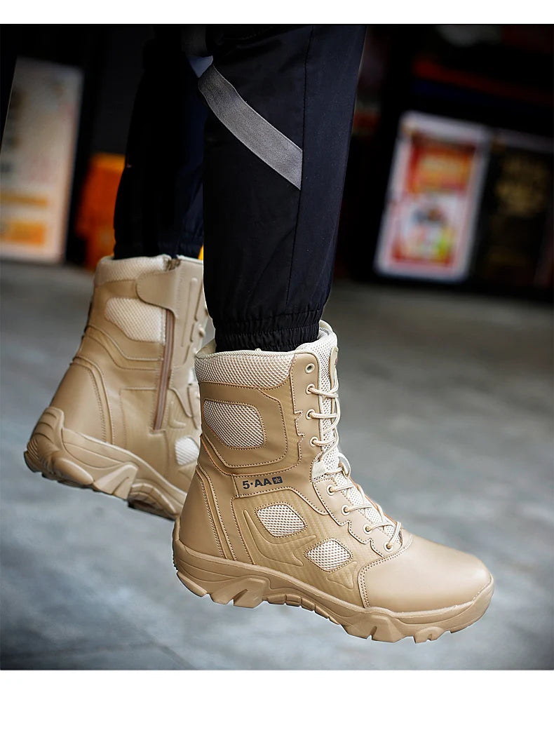 New Men Tactical Boots Winter Combat Ankle Anti-Slip Work Safety Shoes Special Force Army Boots Male Waterproof Motorcycle Shoe