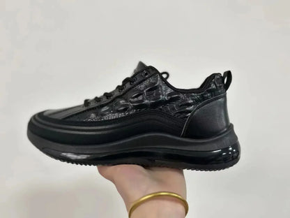 Men Shoe 2024Thick Collar Casual Trendy Shoe Crocodile Pattern Fashion Lightweight Sport Shoe