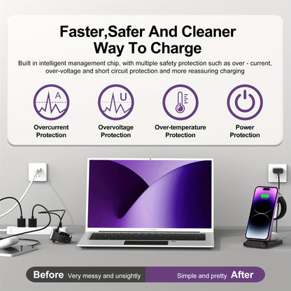 Wireless Charging Station Dock for iPhone 17 Pro Max/17 Pro/17/16/15/14/13/12/11/Pro/Max/Mini/XR/XS/X/8, 3in 1 Wireless Charger for iPhone 17 Air, for iWatch 11/10/9/8/7/6/5/4/3/2/SE/Ultra, Phone Stand for AirPods 4/3/2/Pro/P