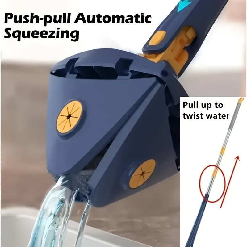 [Rotating Cleaning Mop] 1set, 360° Rotating Triangle Cleaning Mop | Long Handle Floor Mop, Hands-free Wash Squeeze Mop, Wet And Dry Dual-use Cleaning Mop, for Floor Wall Ceiling Corner Glass, Cleaning Supplies, Cleaning Tool
